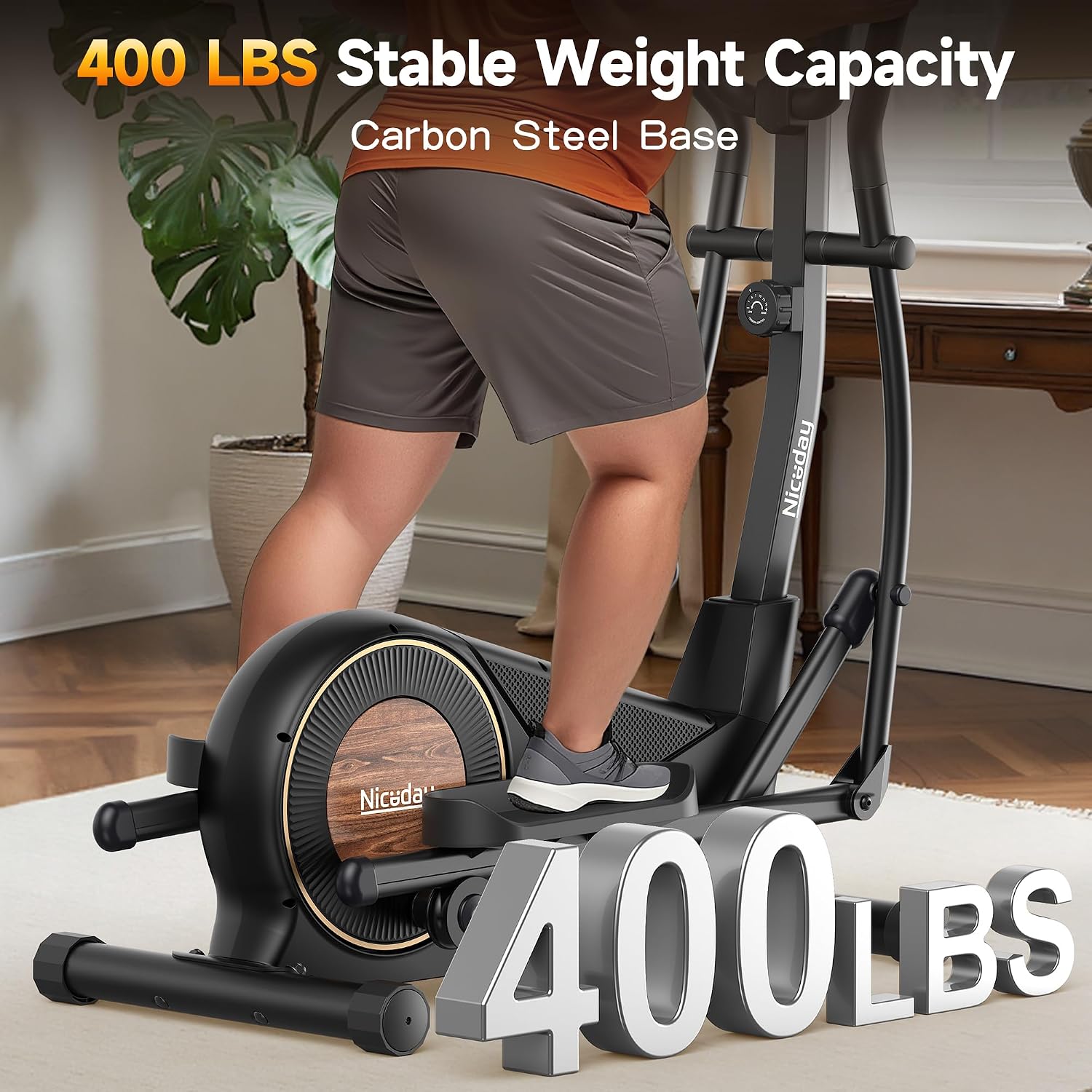 Transform Your Home Workouts with the Niceday Elliptical Machine - Compact Design, 16 Resistance Levels, and 400LB Capacity for Ultimate Performance