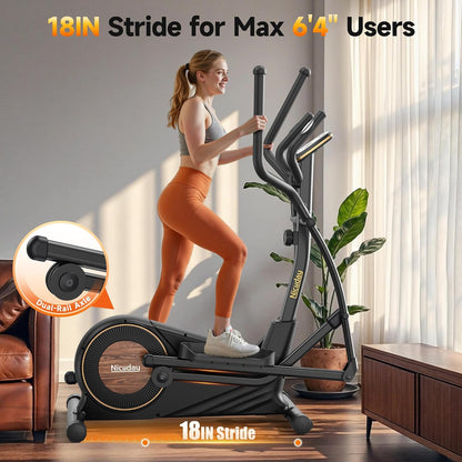Transform Your Home Workouts with the Niceday Elliptical Machine - Compact Design, 16 Resistance Levels, and 400LB Capacity for Ultimate Performance