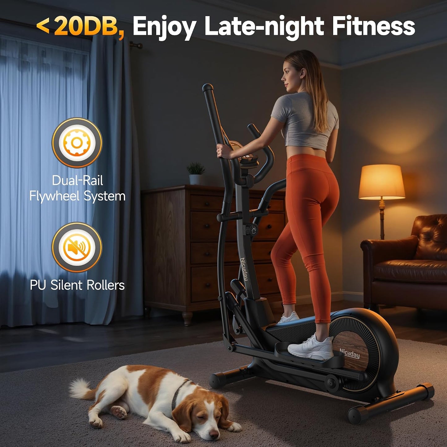 Transform Your Home Workouts with the Niceday Elliptical Machine - Compact Design, 16 Resistance Levels, and 400LB Capacity for Ultimate Performance