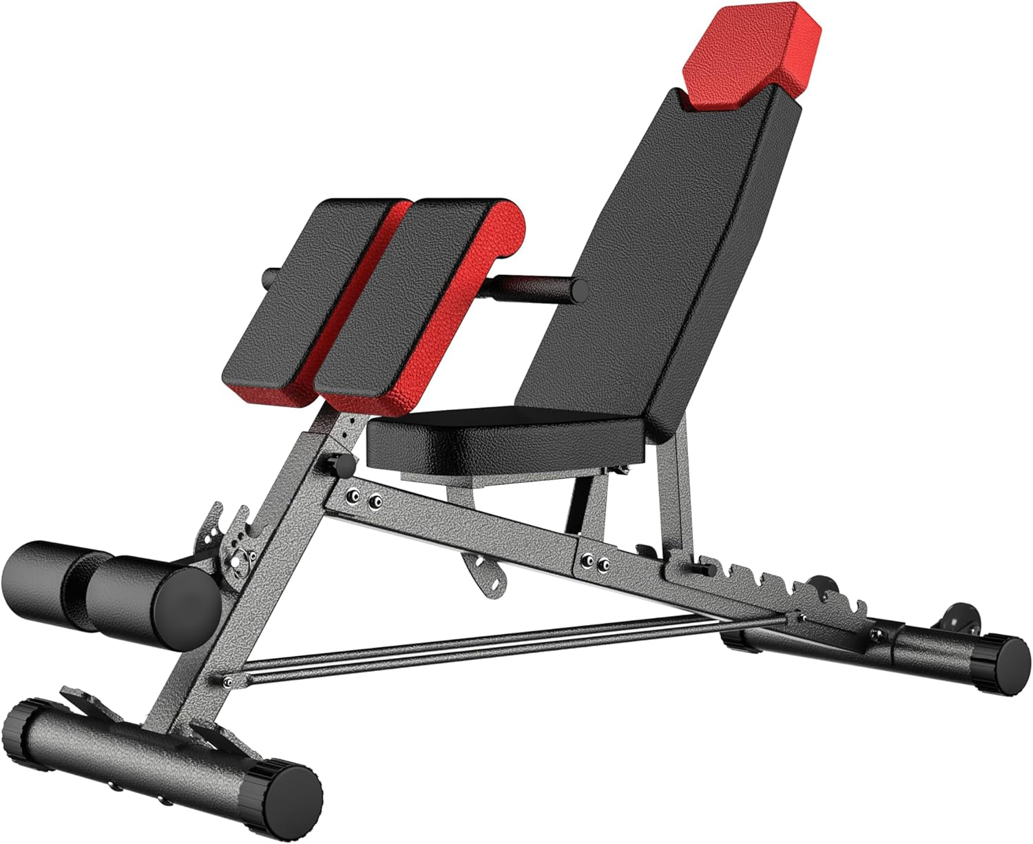 Finer Form Multi-Functional Adjustable FID Weight Bench and Roman Chair - 1,000 lb Capacity, 23 Settings for Flat, Incline, and Decline Workouts, Equipped with Transport Wheels and Exercise Chart